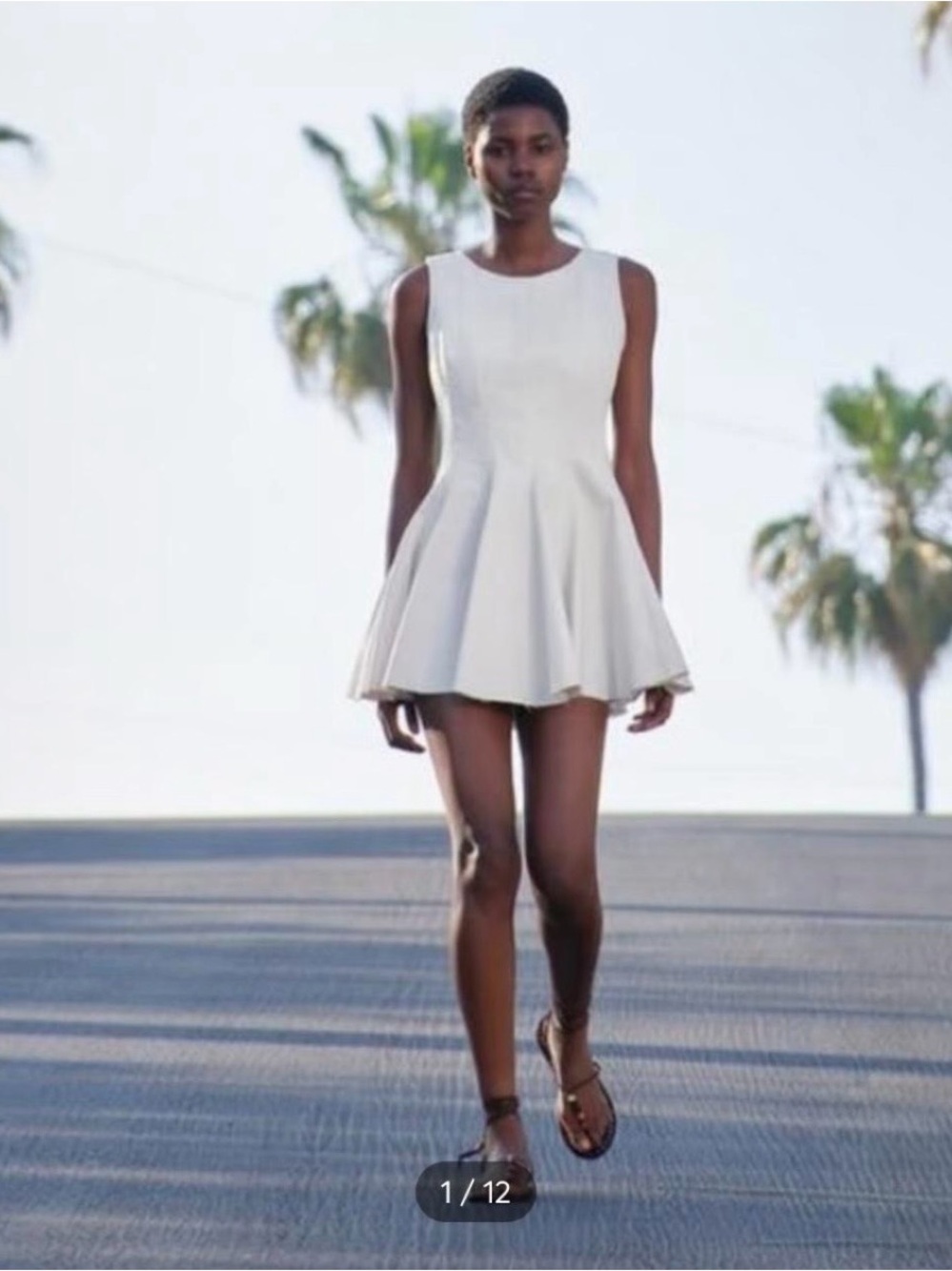 Zara Sleeveless White Fit-and-Flare Cotton Dress
